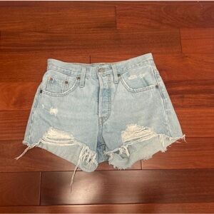 Levi's Light Blue Distressed Denim Cutoff Shorts